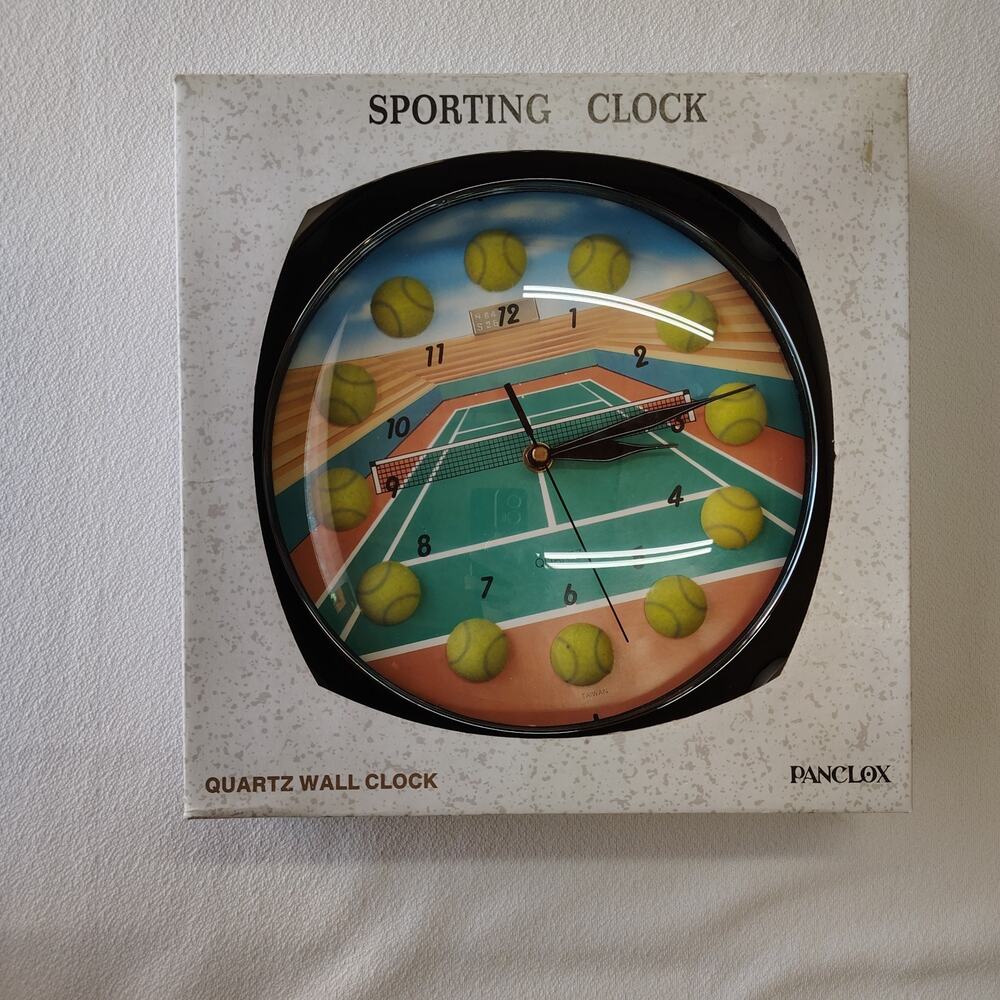 Vintage Tennis Ball Clock Quartz Battery Operated Wall Clock New In Box Sport